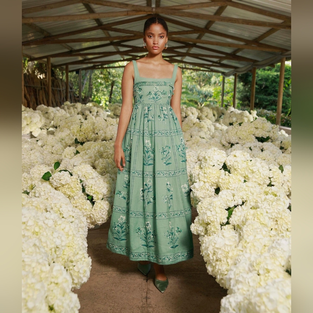 Agua By Agua Bendita - Barbara Ceiba Embroidered Linen Maxi Dress